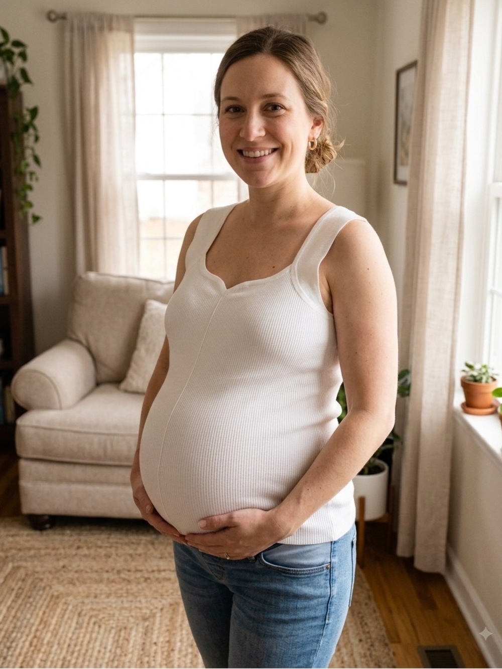 Thyme Maternity Ribbed Top sleeveless blouse layering office XXL NWT stretchy